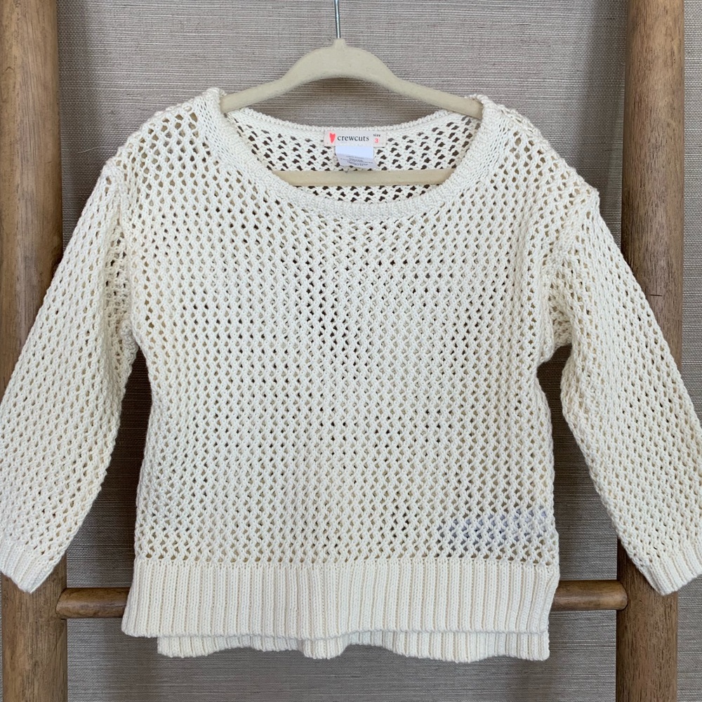 Cream Crewcut Waffle Sweater (3T)